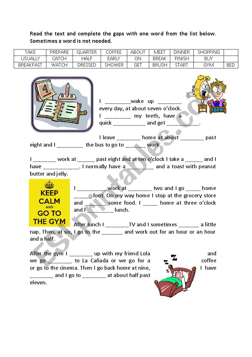 Your daily routine worksheet