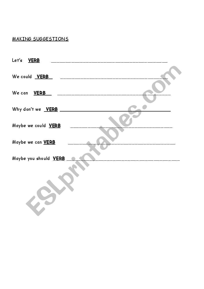 making suggestions worksheet