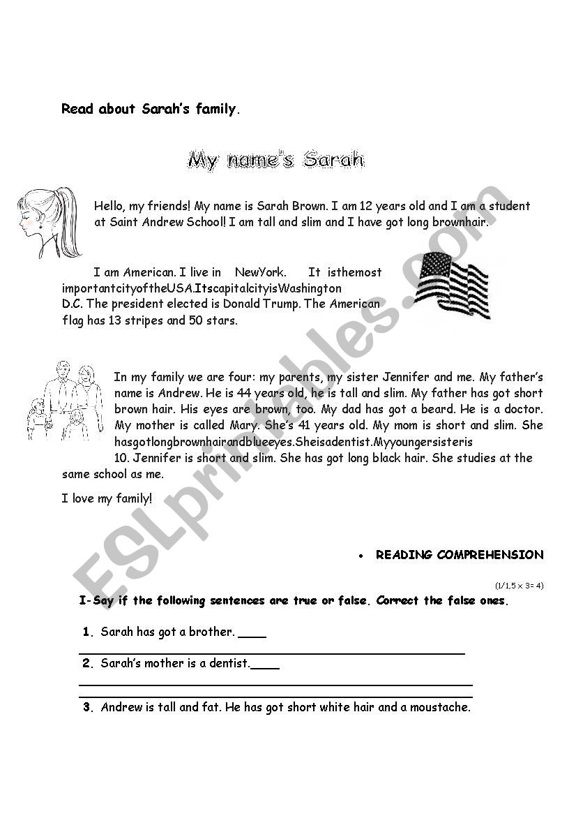 Family/physical description worksheet