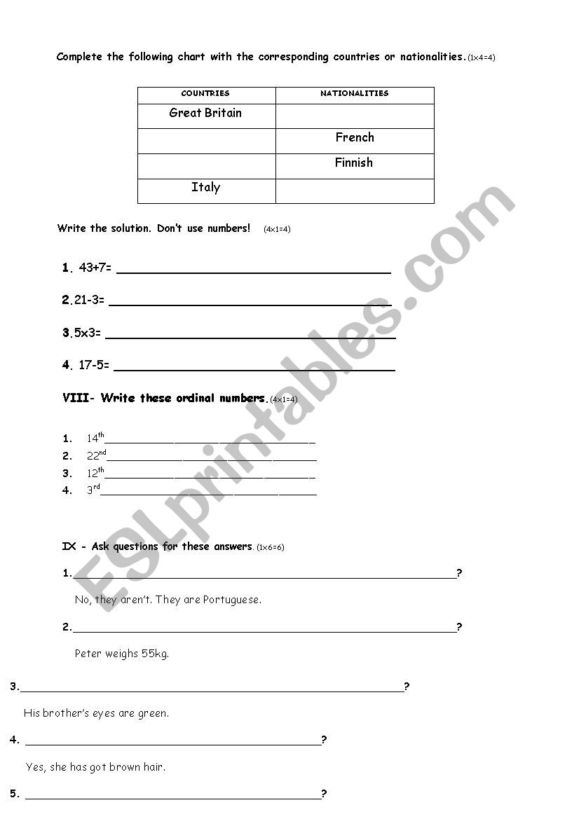 revising worksheet worksheet