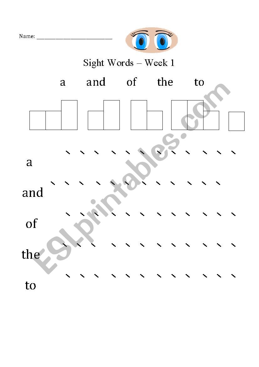 Fry Sight Words - the of a and to - ESL worksheet by marniminer