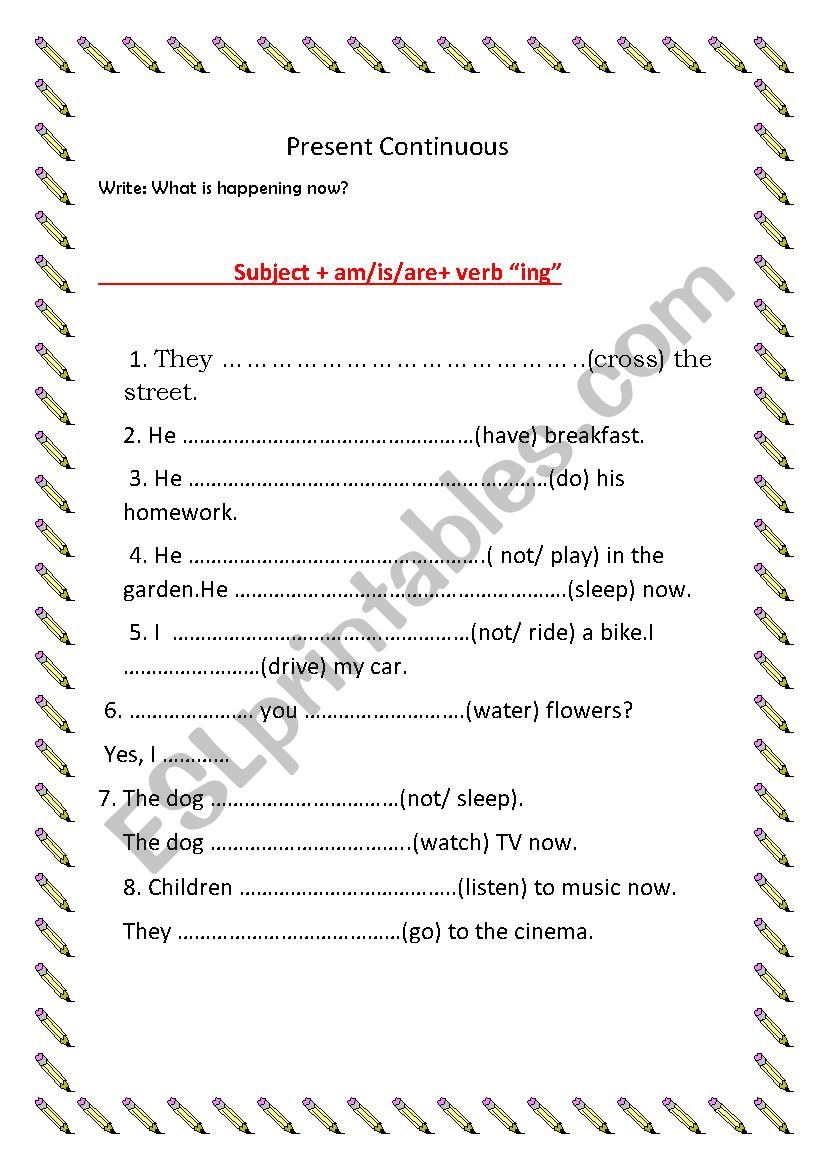 Present Continuous worksheet