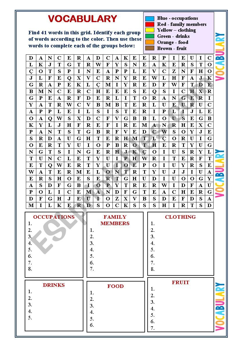 VOCABULARY worksheet