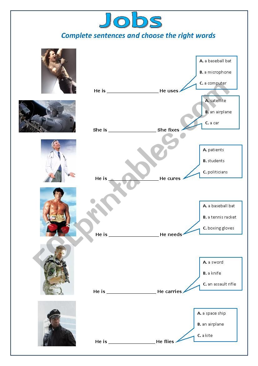 Jobs worksheet