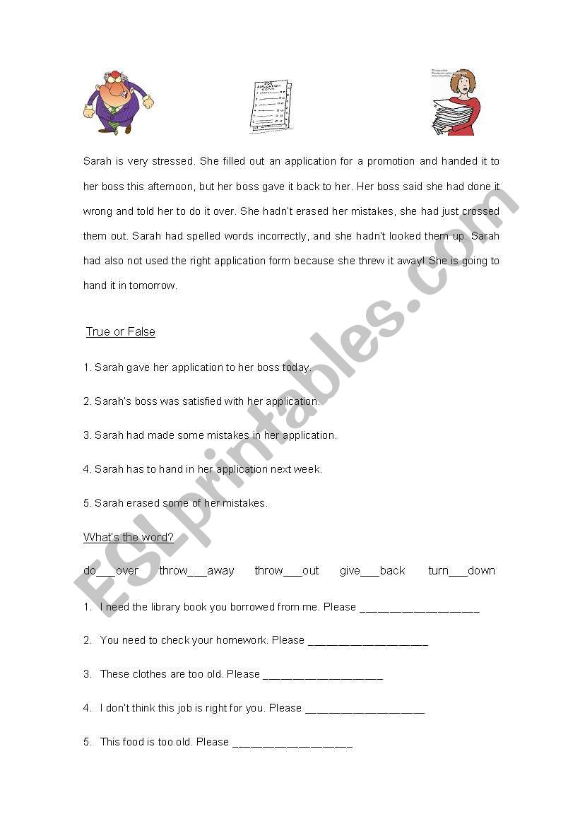 Seperable phrasal verbs worksheet