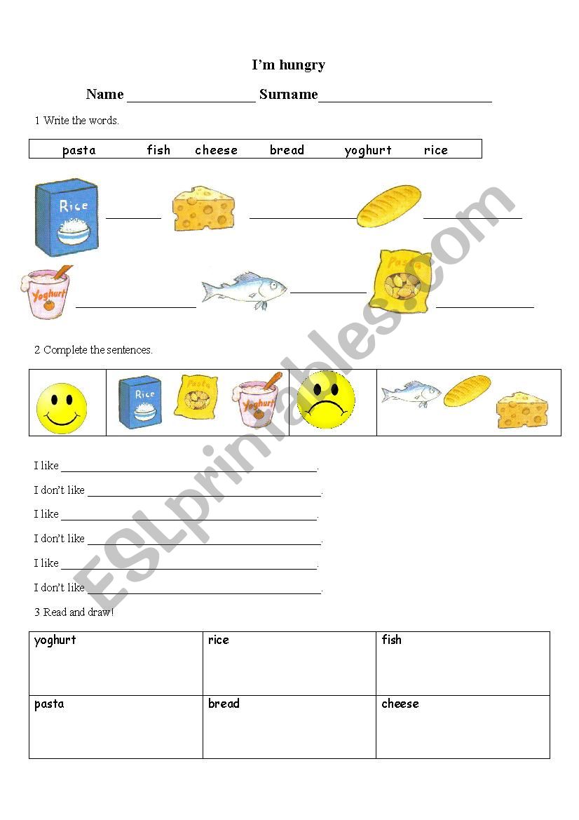 Food worksheet