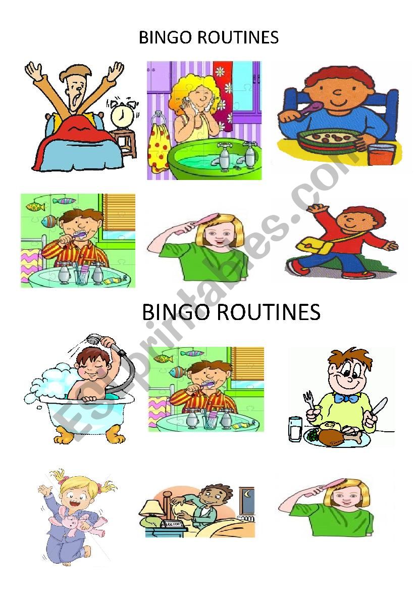 Bingo routines worksheet