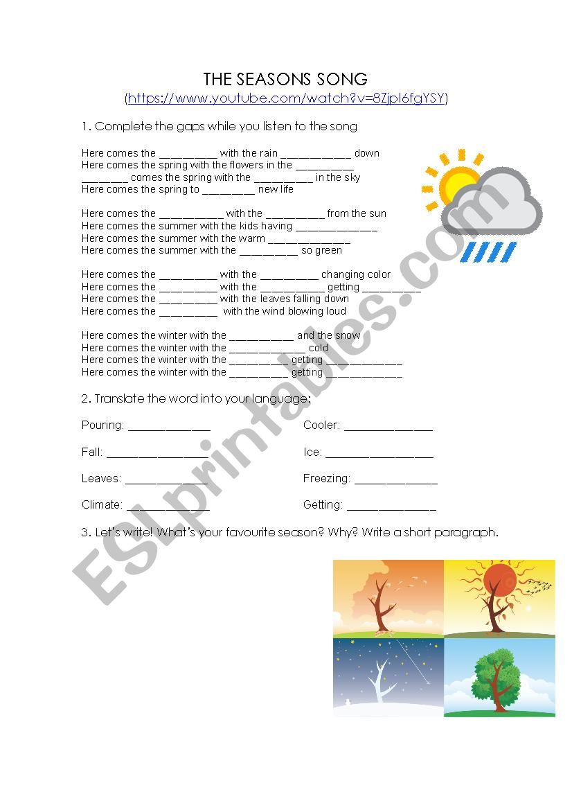 The Seasons Song worksheet