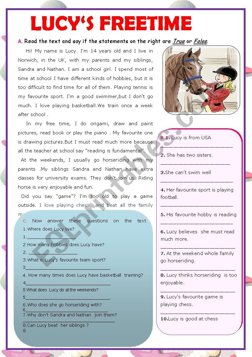 Lucy´s Freetime worksheet