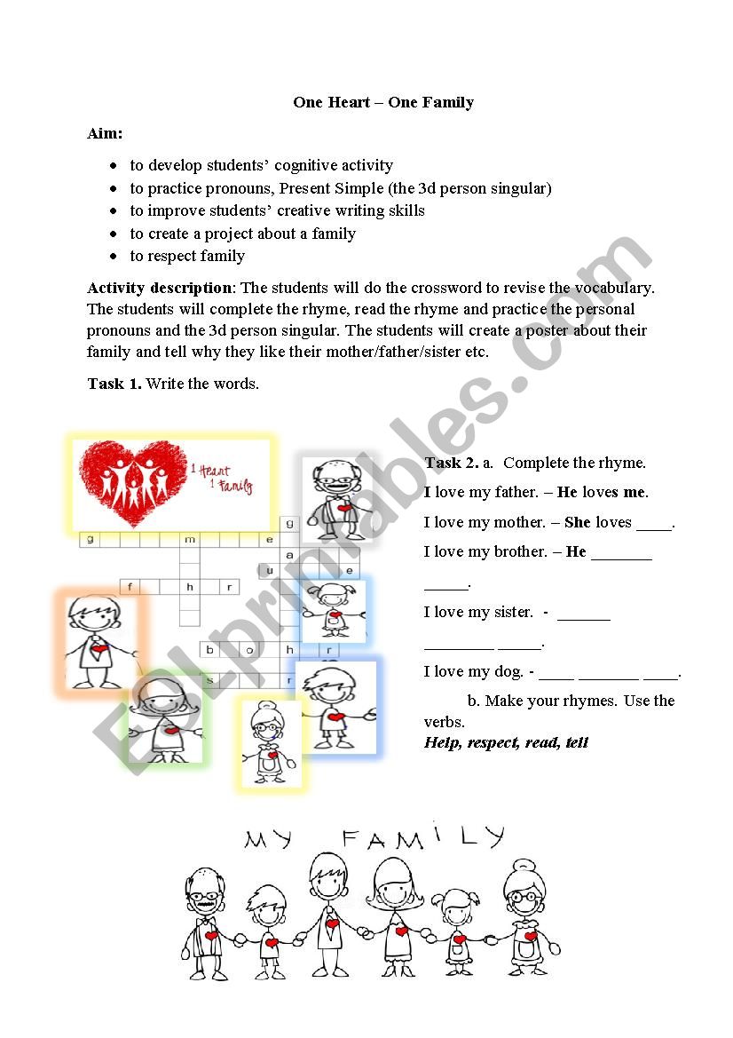 One Heart-One Family worksheet