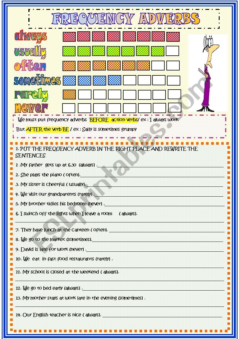 Frequency adverbs :2page activity