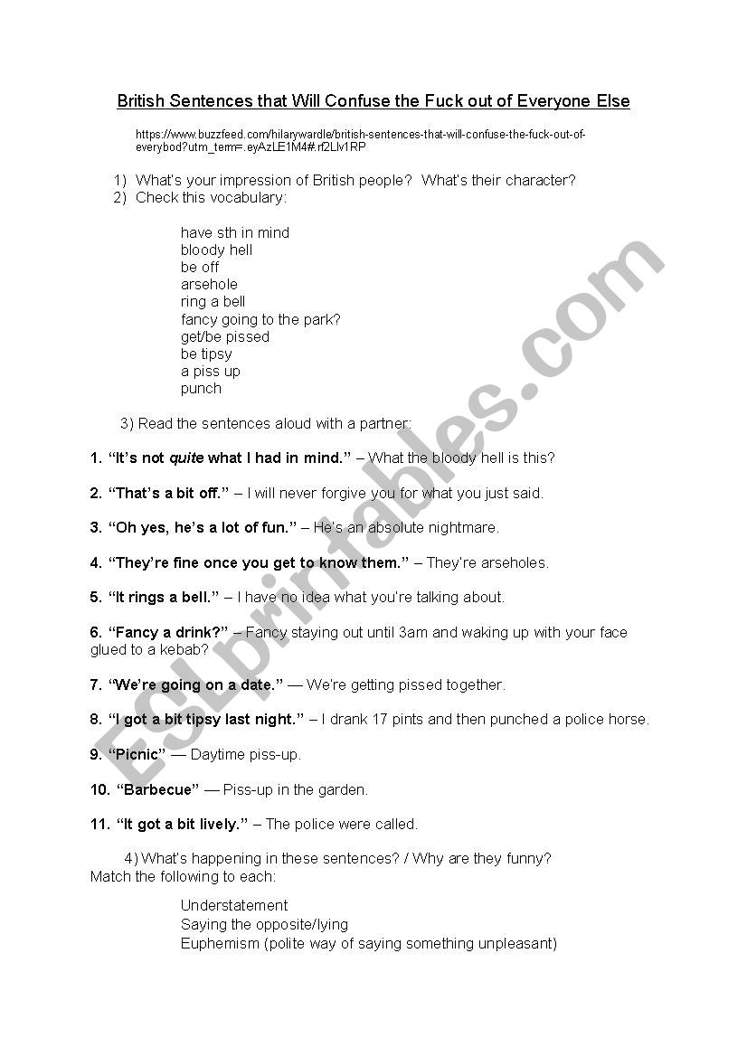 Brits donīt mean what they say or say what they mean! Brits donīt mean what they say or say what they mean!