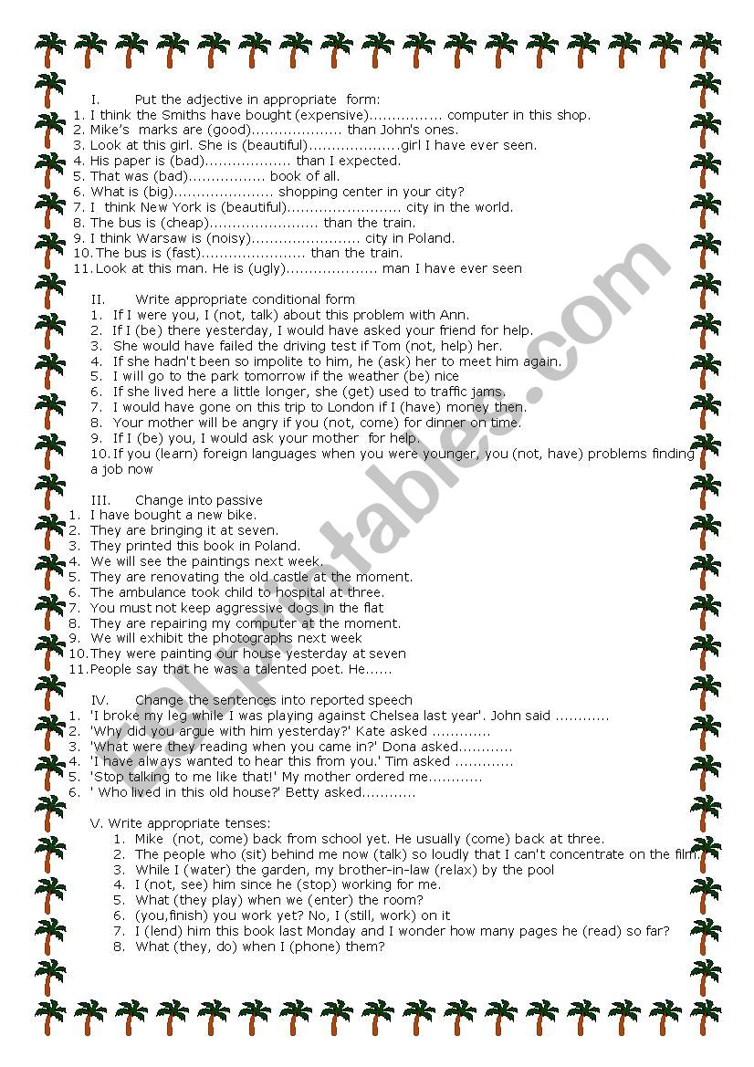 Grammar mix worksheet