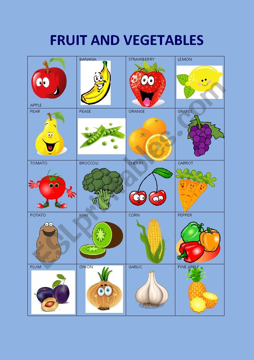 SMALL FLASH CARDS FRUIT AND VEGETABLES