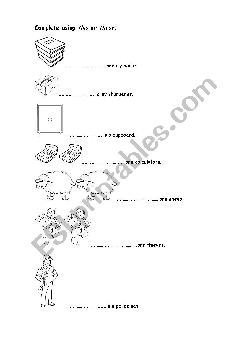 Cpmplete using  THIS or THESE worksheet