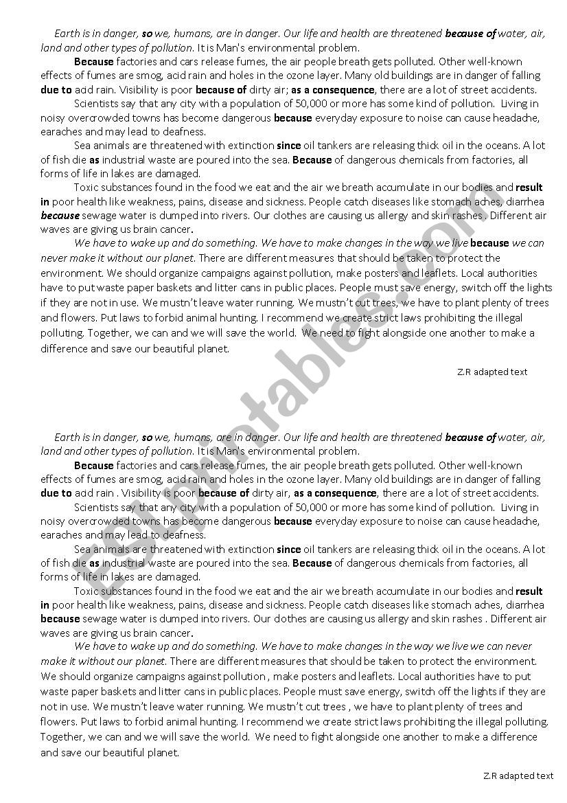 causes and effects of pollution 