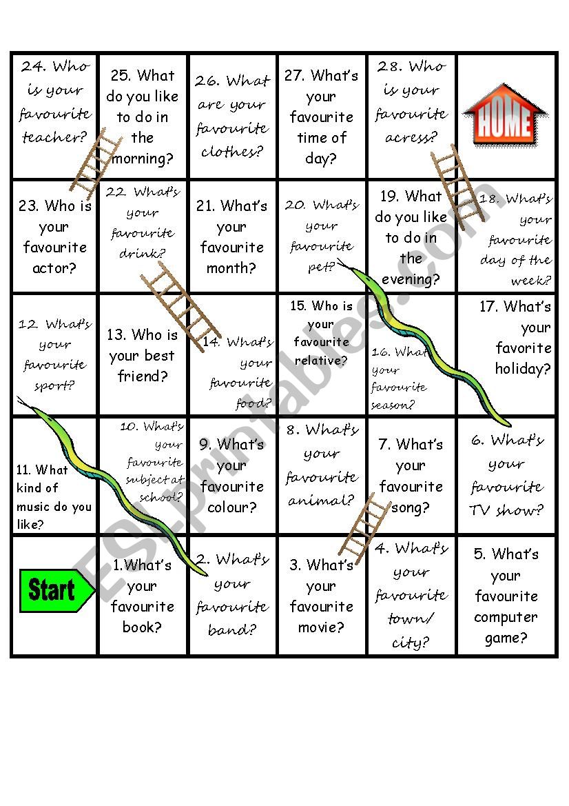 snakes and ladders board game Â´whatÂ´s your favourite ...?Â´