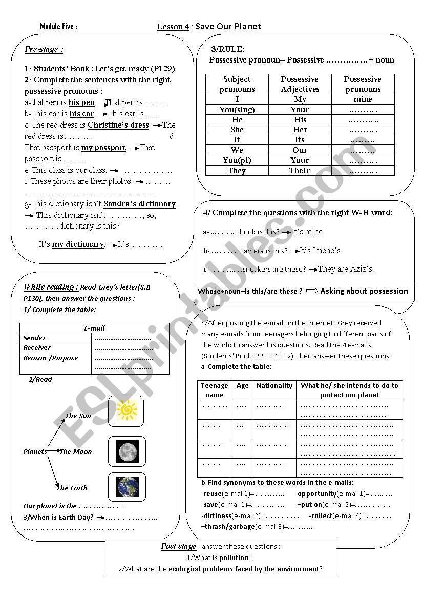 save our planet worksheet