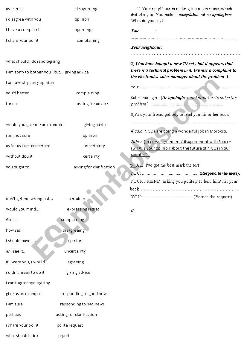 function worksheet