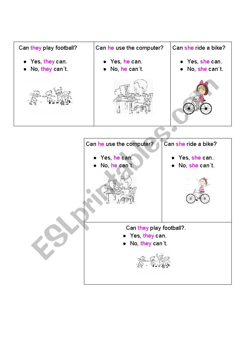 She / He / They can. worksheet