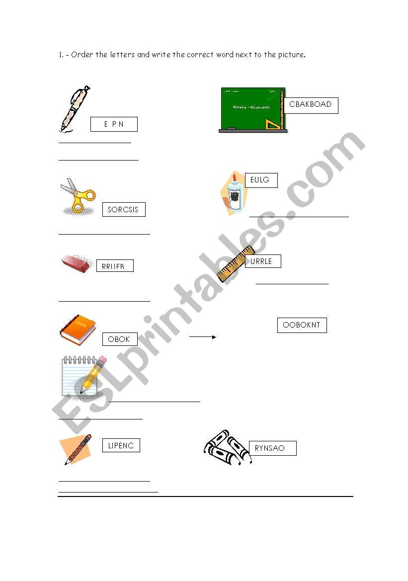 SCRAMBLE  LETTERS worksheet