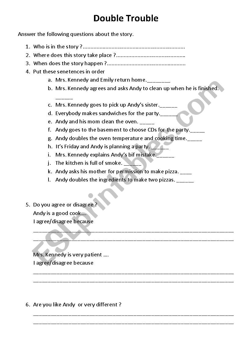 Double Trouble worksheet
