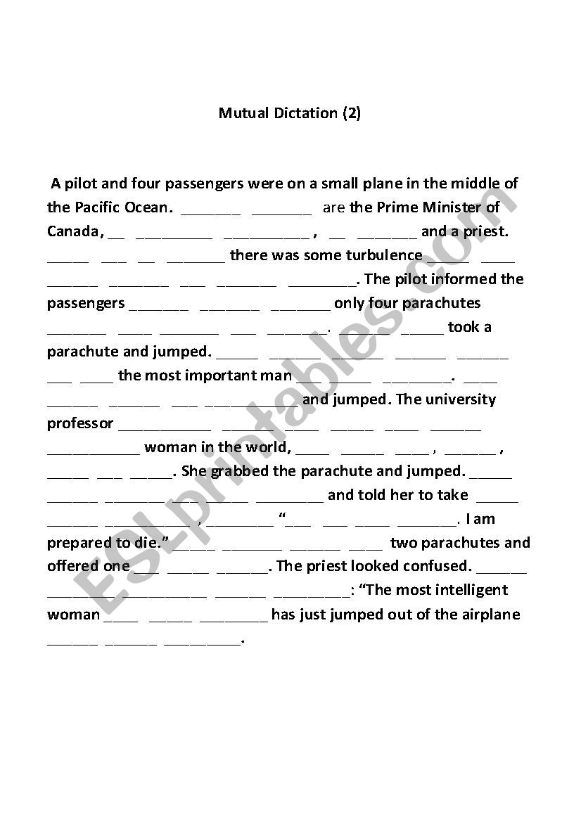 mutual dictation 2 worksheet