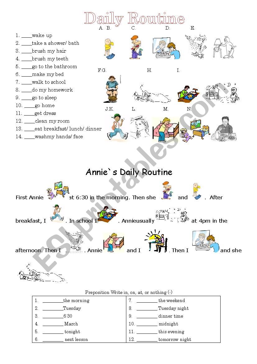 Daily Routine Lower Grades worksheet