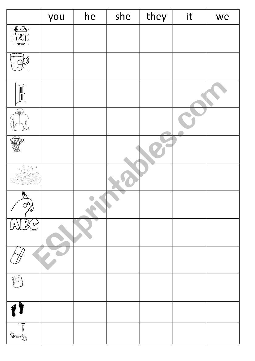 Present Simple battleship worksheet