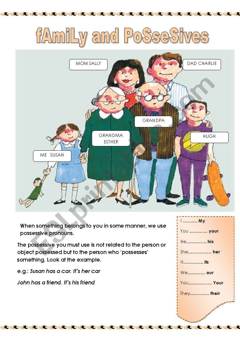 Possessives and family worksheet