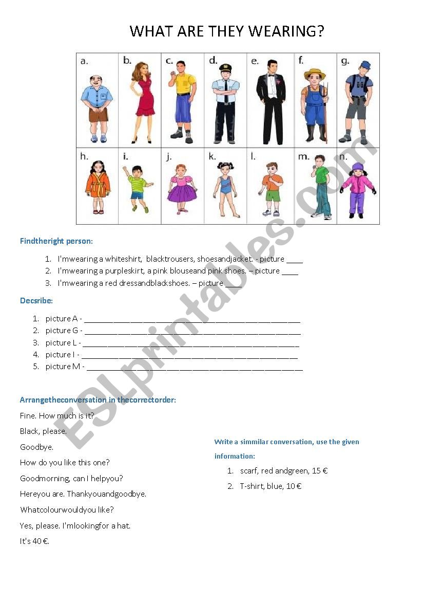 What are they wearing? worksheet