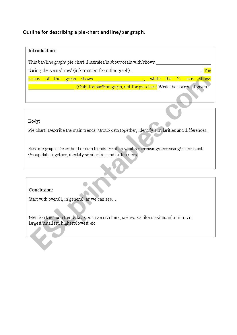 Describing a pie chart worksheet