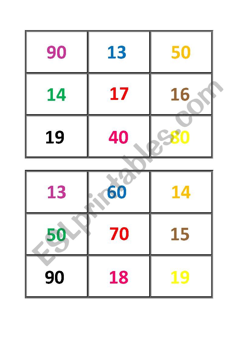 Pronunciation Numbers Bingo - Numbers in Sentences (1/3)