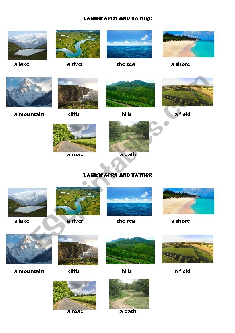 nature and its landscapes  worksheet