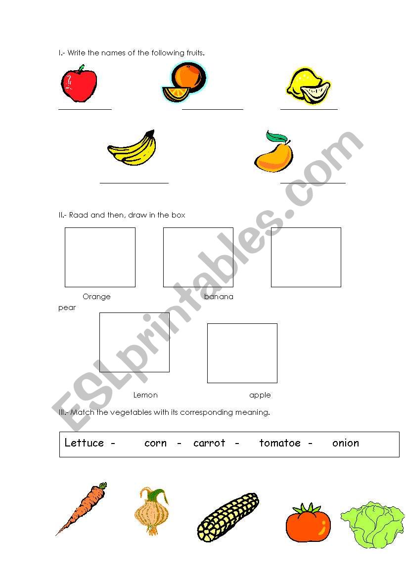 fruits and vegetables worksheet