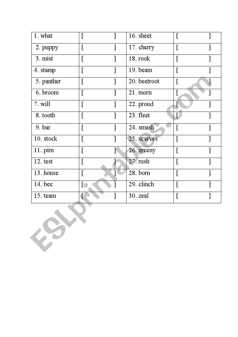 Phonics worksheet