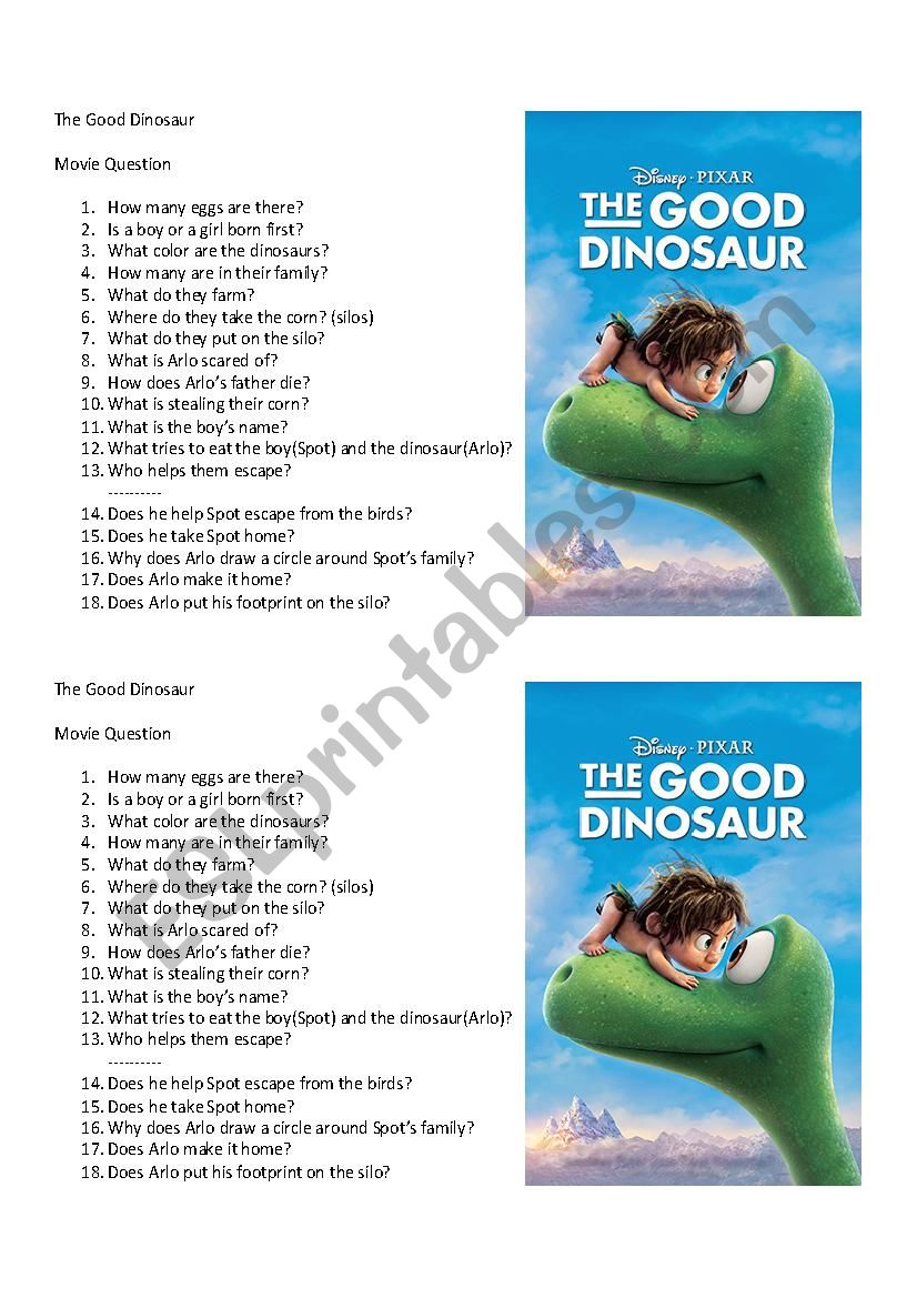 The Good Dinosaur  worksheet
