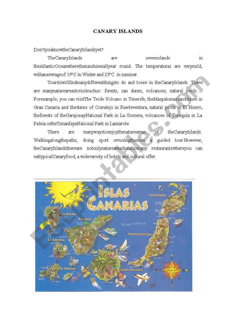 Canary Islands worksheet