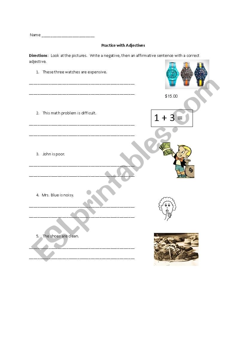 Adjectives worksheet