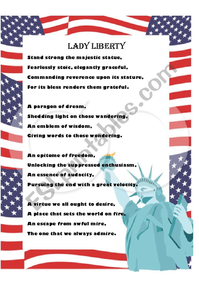 Think Tales 19 (Lady Liberty) worksheet