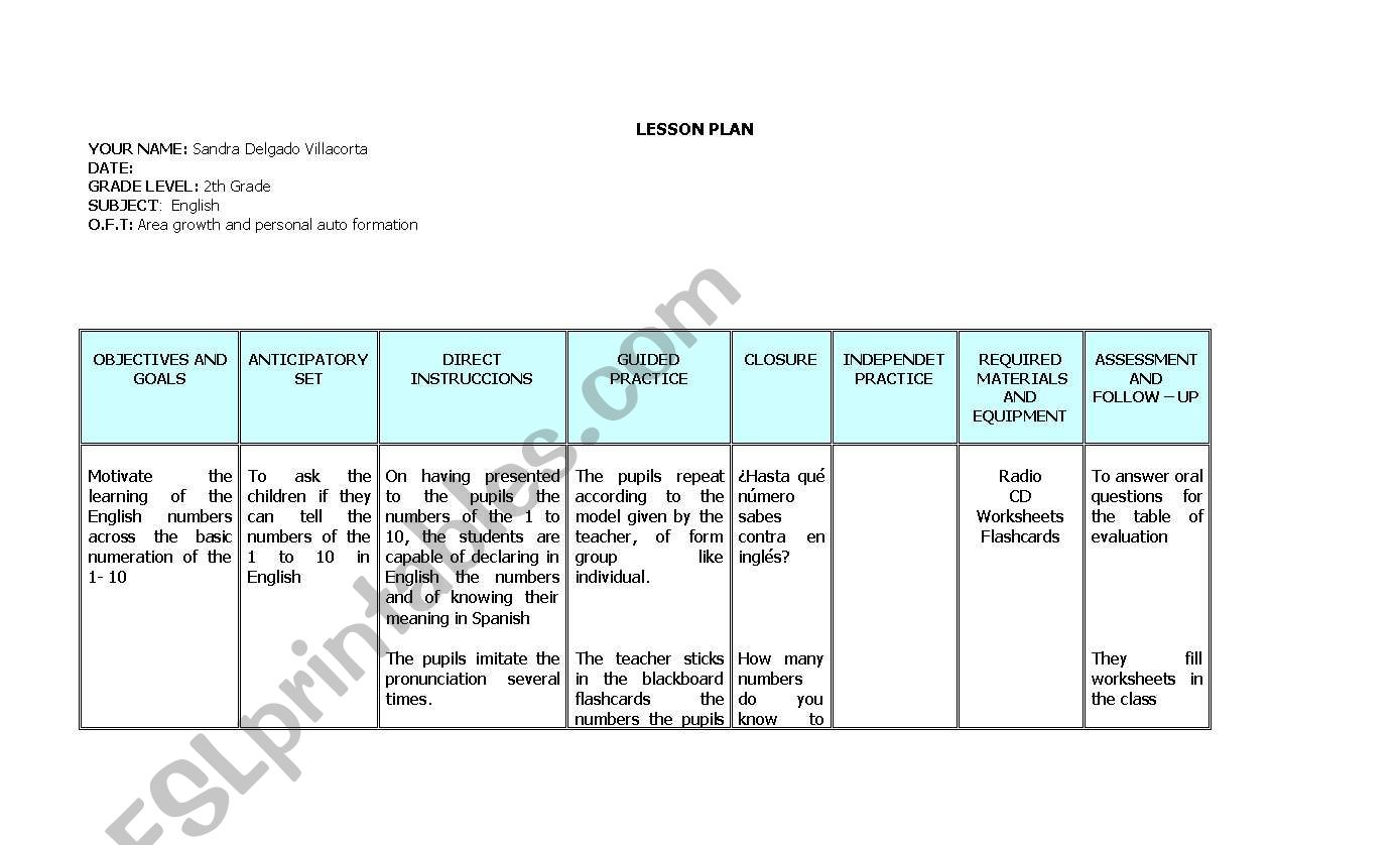 lesson plan worksheet