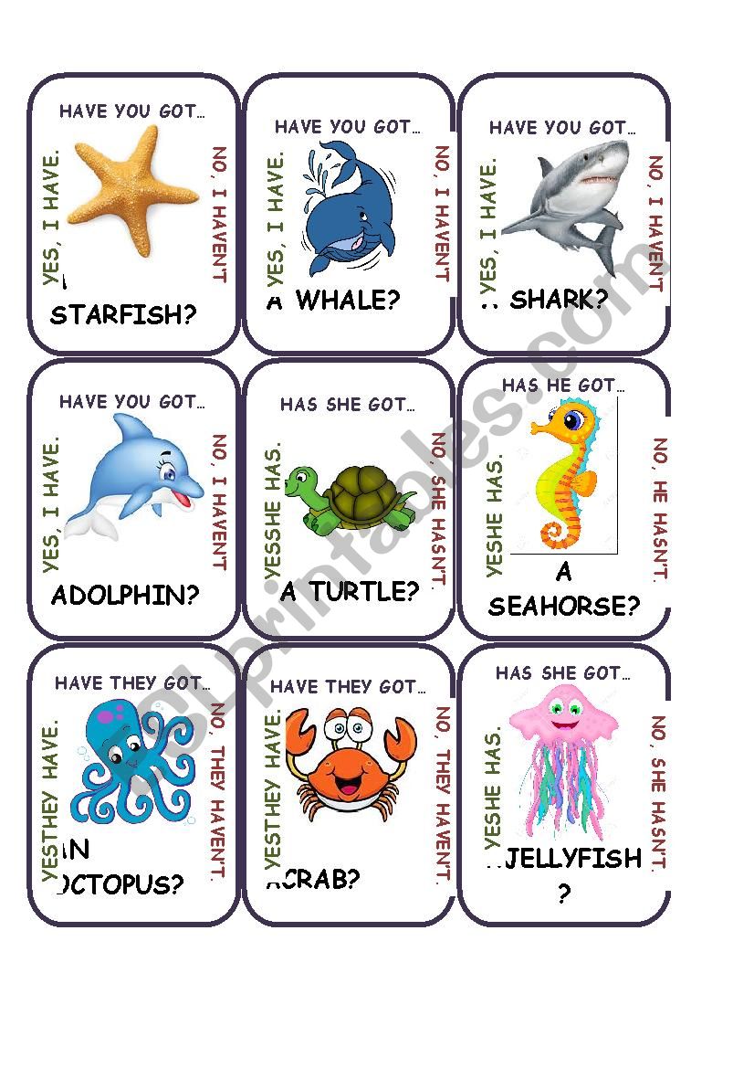 Go Fish - Animals 1 worksheet