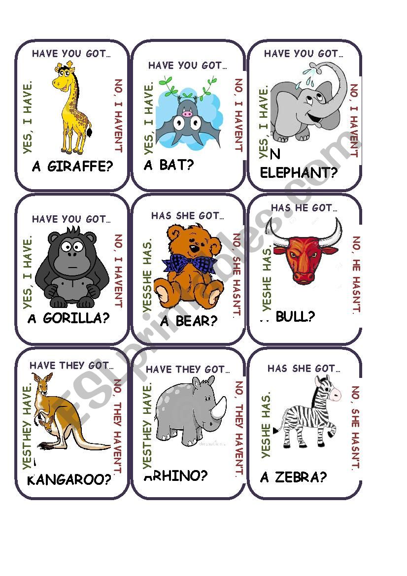 Go Fish - Animals 2 worksheet