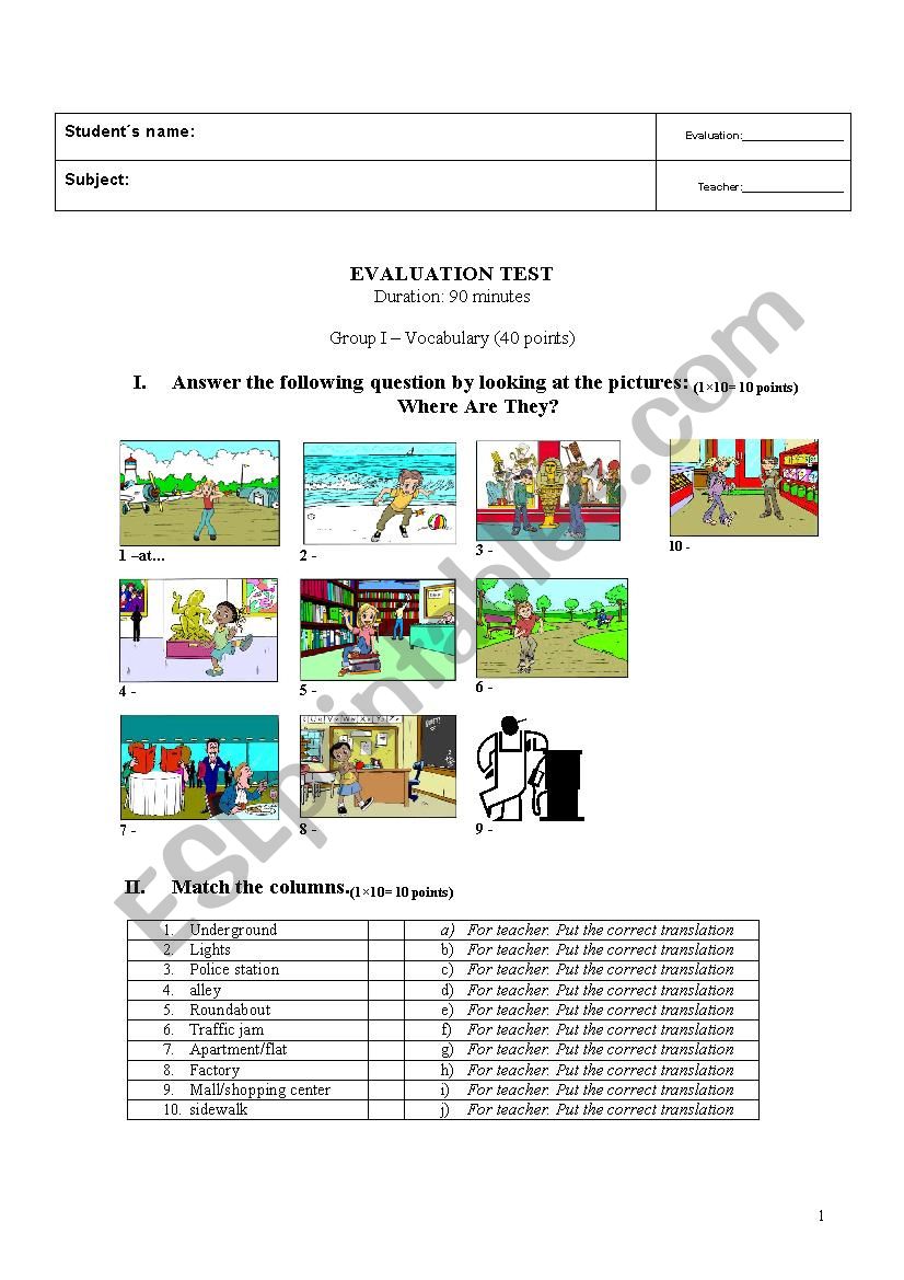 Evaluation Test about travelling through Europe