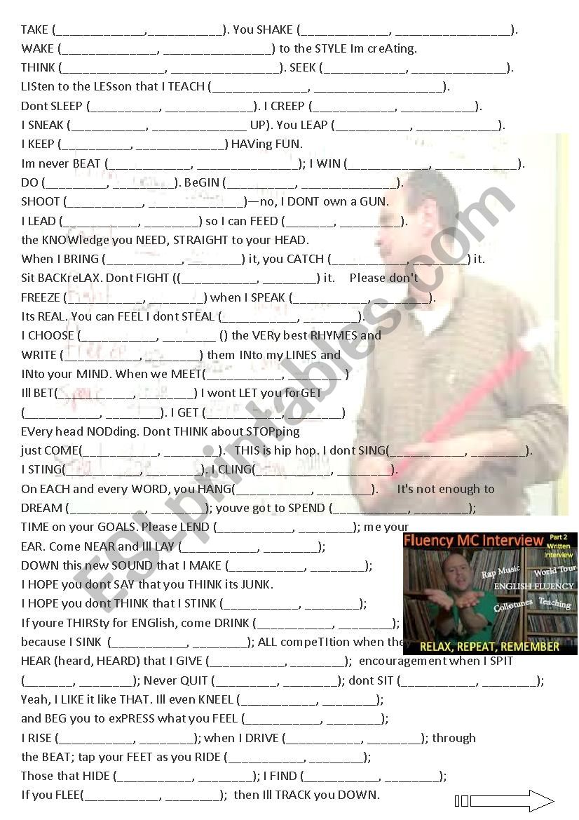 Fluency MC a song on irregular verbs