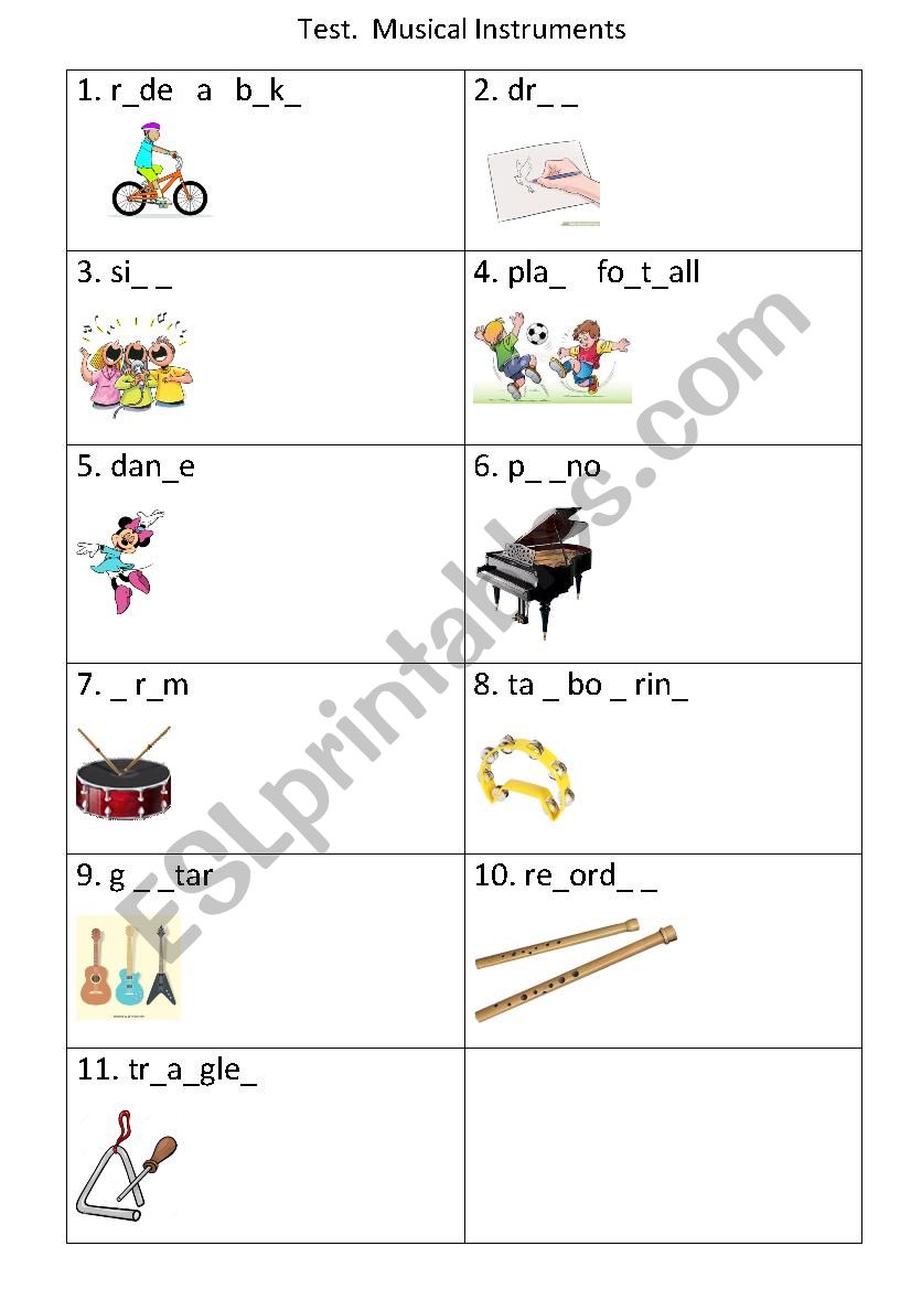 Musical Instruments and some verbs of action