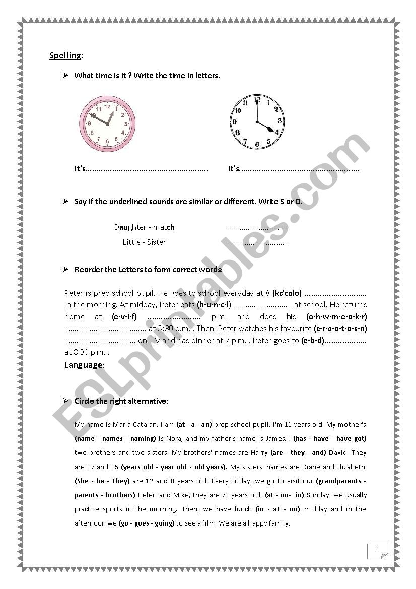 Family, Daily Routine  worksheet