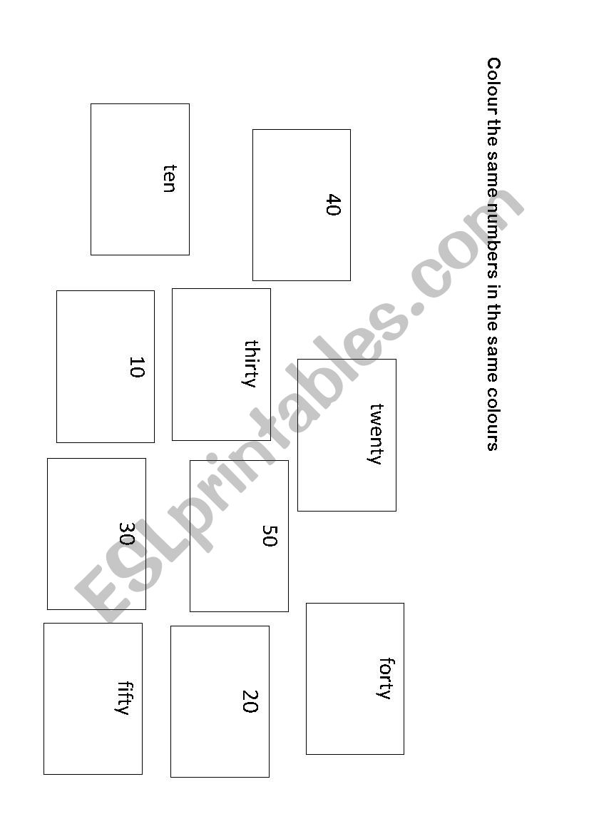 Numbers 10-50 worksheet