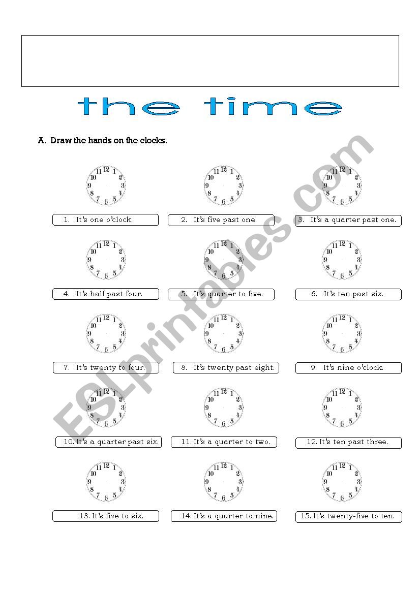 the time worksheet