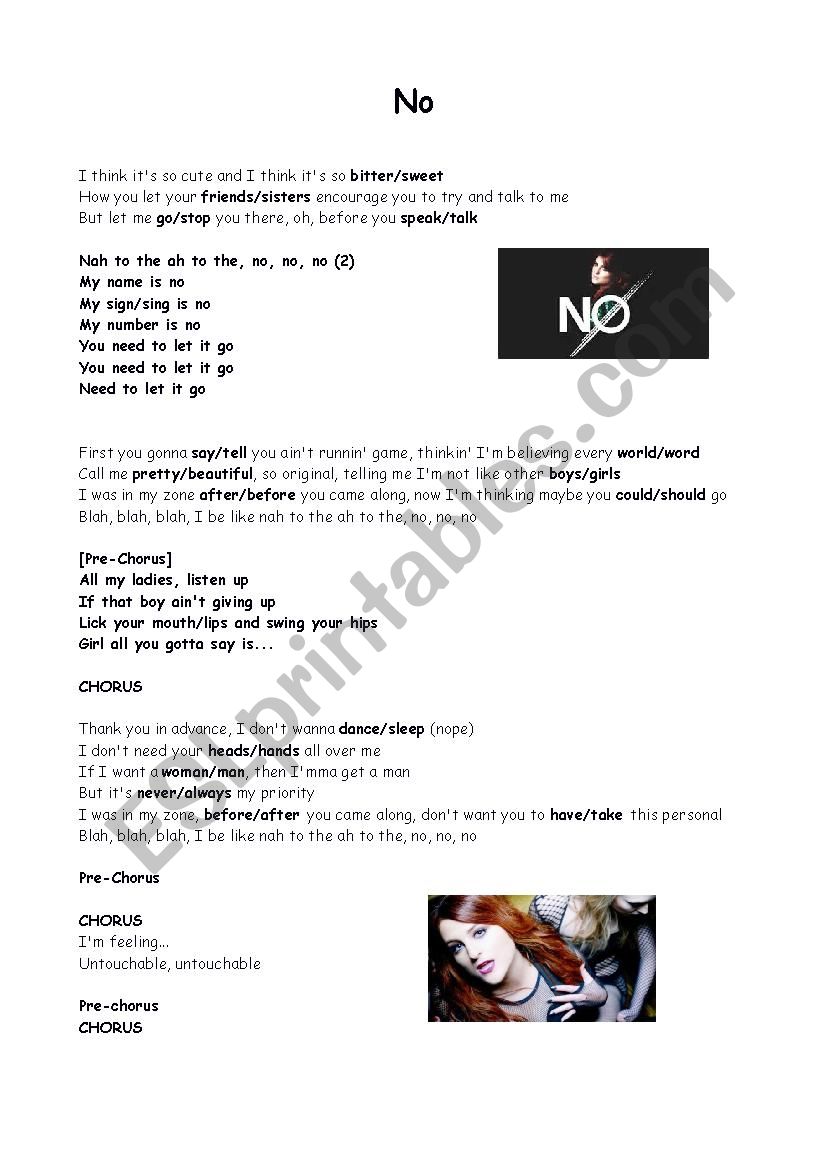 No Meghan Trainor worksheet